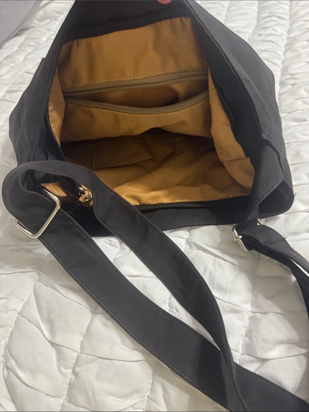 Black Crossbody Shoulder Bag with Front Zipper Pocket